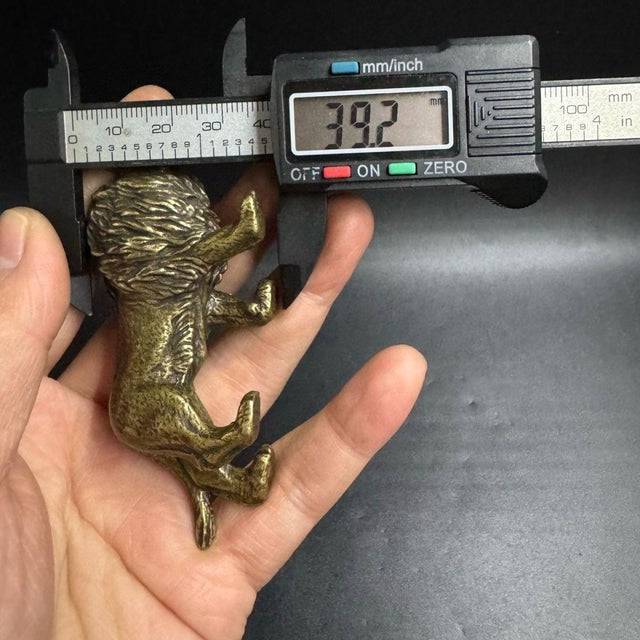 Metal Solid Brass African Lion Figurine – 3.1" Miniature Wildlife Sculpture Paperweight For Sale - Image 7 of 9