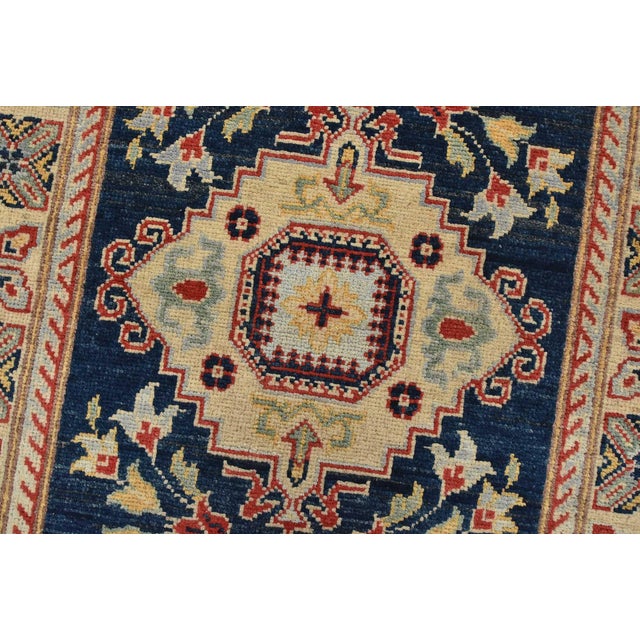 Textile Kazak Runner 2’8” X 9’11” Blue Wool Traditional Hand-Knoted Oriental Rug For Sale - Image 7 of 12