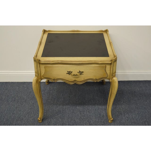 Late 20th Century John A. Colby & Sons French Provincial Pickled Wood 25" Square Accent End Table For Sale - Image 5 of 13