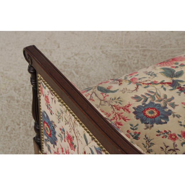 Hickory Chair Mahogany Frame Sheridan Style Loveseat Settee For Sale - Image 13 of 17