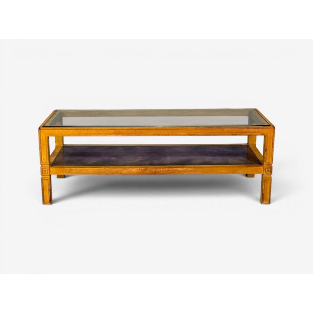 Tommi Parzinger, Coffee Table, Bleached Mahogany, Leather, Usa, 1930s For Sale - Image 4 of 9
