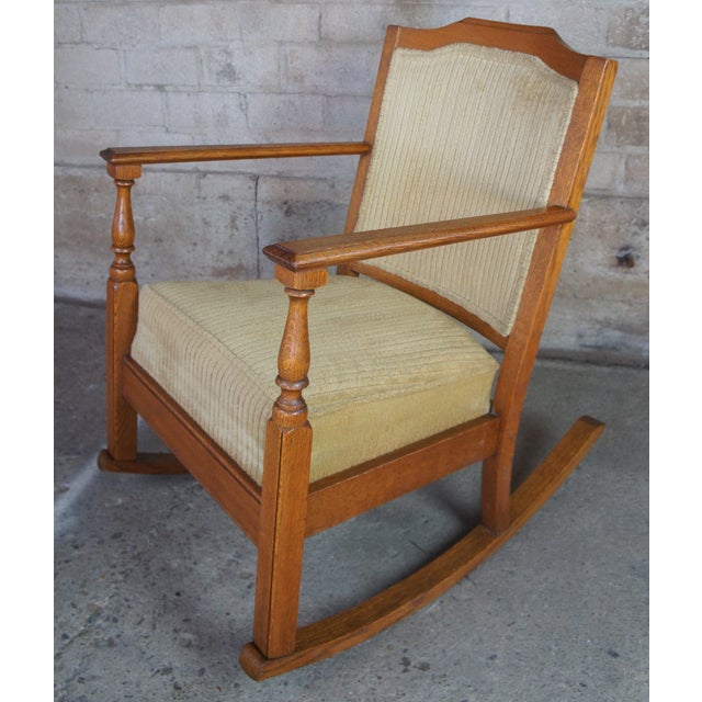 Antique Oak Rocking Chair & Ottomana Pair Chairish