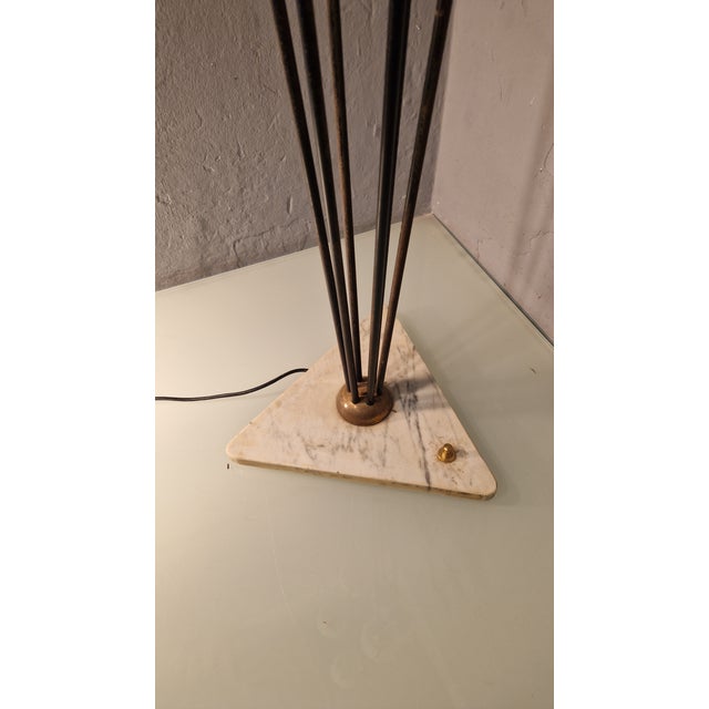 Mid-Century Modern Alberello Floor Lamp in Iron and Brass with Opal Glass Spheres and Triangular Marble Base from Stilnovo, 1950s For Sale - Image 3 of 10