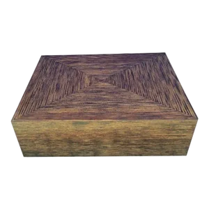 Vintage Large Rectangular Tiger Wood Veneer Plinth Tortoiseshell Coffee Table