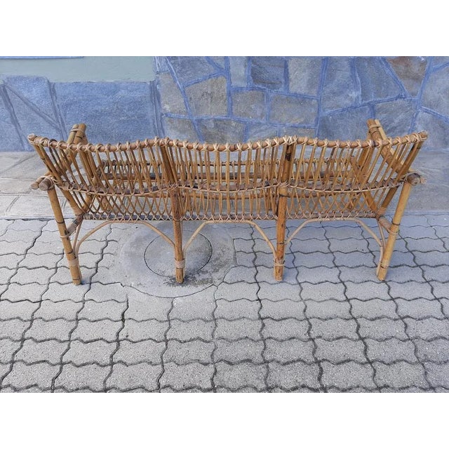 Three-Seater Sofa in Rattan with Original Cushions, 1950s For Sale - Image 4 of 17