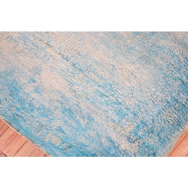 Vintage Sky Blue Moroccan Square Rug - 7' x 8'3" For Sale - Image 4 of 12