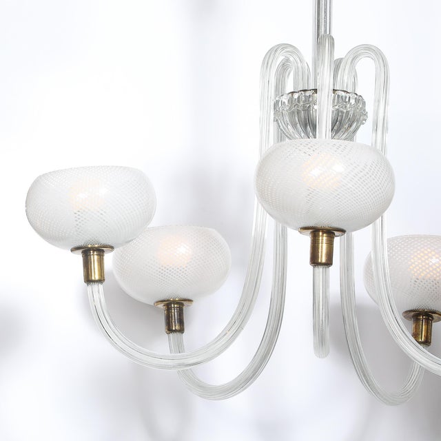 Metal Mid-Century Hand-Blown Murano Glass 5-Arm Chandelier by Barovier & Toso For Sale - Image 7 of 18