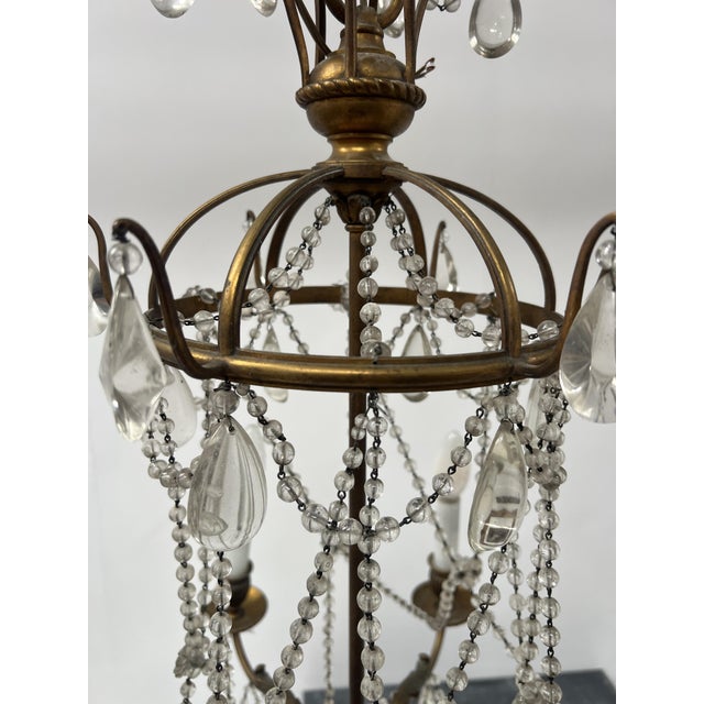 Louis XVI Glass Chandelier with Pearl Garland and Painted Sheet Metal For Sale - Image 8 of 18