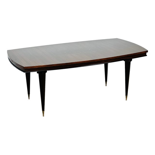 Art Deco Dining Table in Macassar Ebony with Marquetry, France, 1940s For Sale