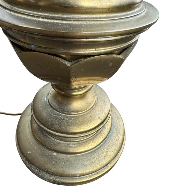 Vintage Heavy Solid Brass Table Lamp | Neoclassical Hollywood Regency Decor For Sale - Image 10 of 13
