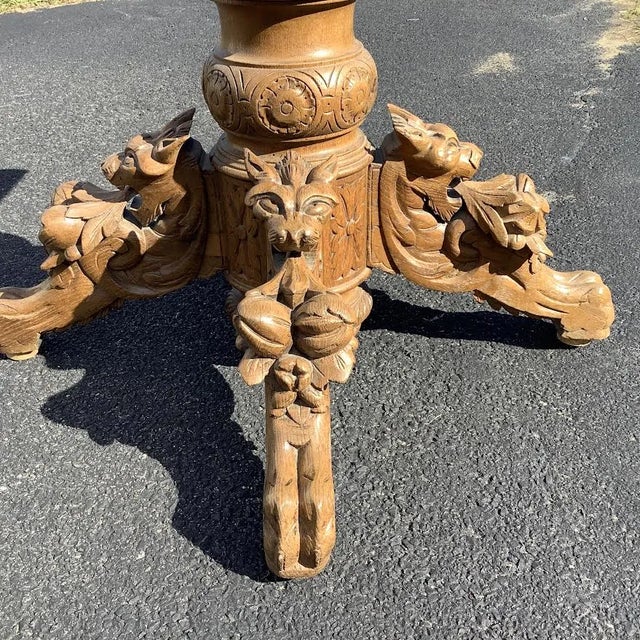 Tan Antique French Carved Pedestal Table Circa 1800's For Sale - Image 8 of 12