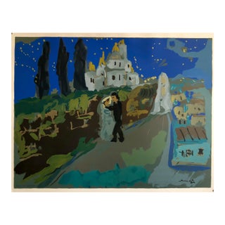 Mane Katz, Colorful Russian French Judaica Jewish Shtetl Wedding Lithograph Mourlot Paris For Sale