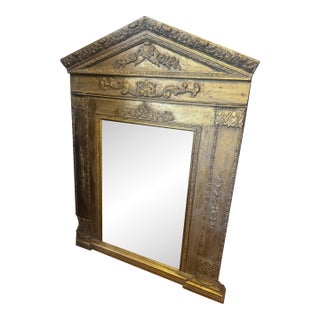 Neoclassical Gold Gilt Architectural Pediment Wall Mirror For Sale