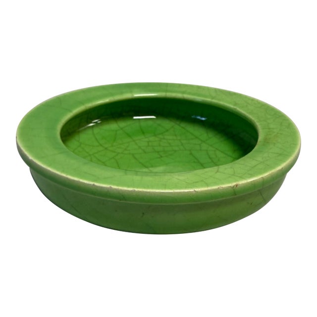 Vintage Guan Kiln Style Celadon Crackle Glazed Ceramic Pottery Planter Bowl For Sale