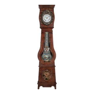 19th Century Country French Comtoise or Grandfather Clock With Automated Pendulum For Sale