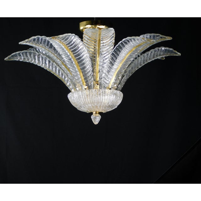 Vintage Palmette Pendant Light in Crystal Glass with Gold Thread, 1985 For Sale - Image 4 of 14