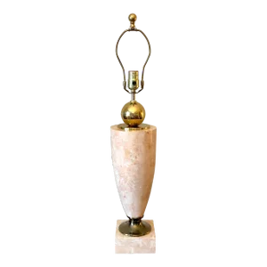1980s Pink Tessellated Marble Brass Table Lamp