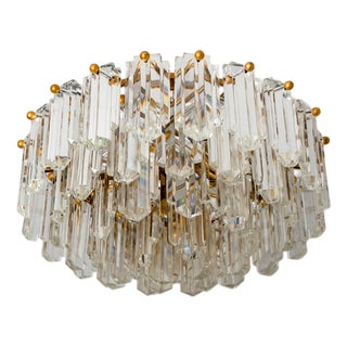 Mid-Century Hollywood Regency Chandelier in Glass and Brass from Kalmar Franken KG ,1970s For Sale