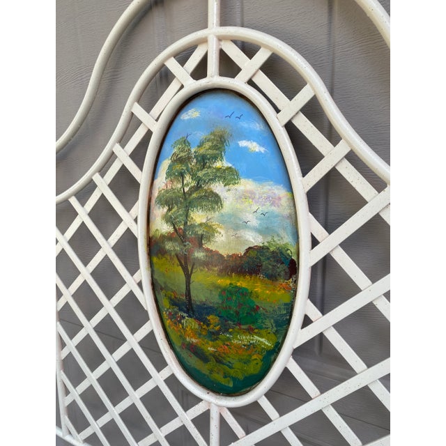 French Country Mid 20th Century Hand Painted Vintage Iron Twin Headboards - a Pair For Sale - Image 3 of 12