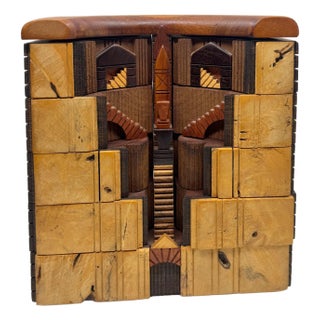 Po Shun Leong Architectural Jewelry Box Exotic Woods 1989 For Sale