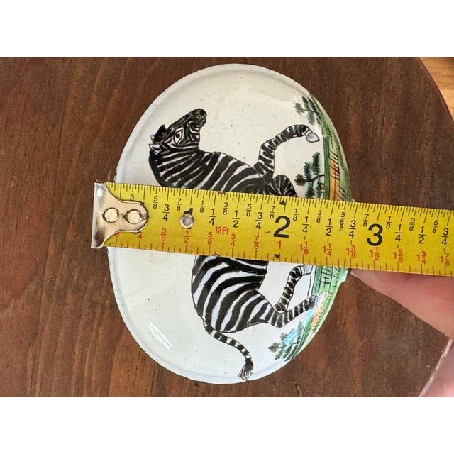 Chinese Enamel Hinged Box With Zebra Safari Design and Friendship Mark For Sale - Image 11 of 12