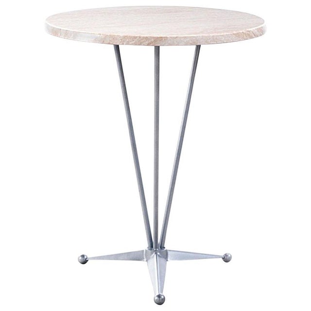 Round table with steel base. Garden table or bistro table Ideal for hospitality. Indoor and outdoor.