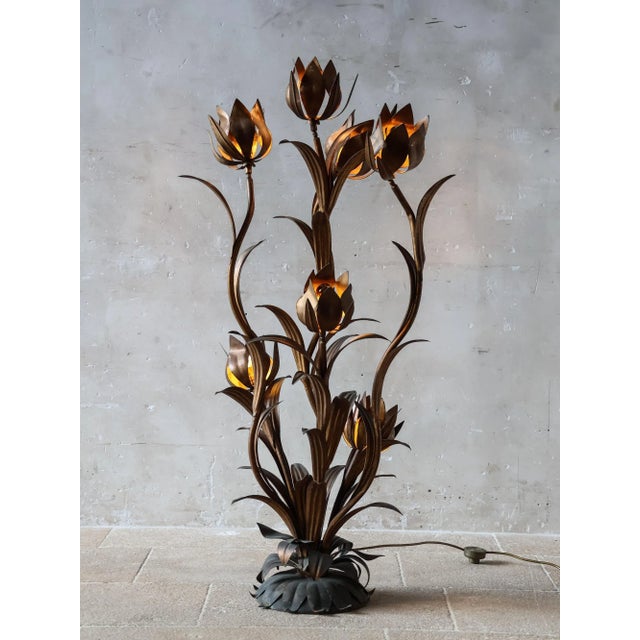 Vintage Brass Flower Floor Lamp by Hans Kögl, 1970s For Sale - Image 12 of 12