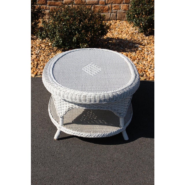 1970s Henry Link Wicker Rattan Coffee Table With a Glass Top For Sale - Image 5 of 18