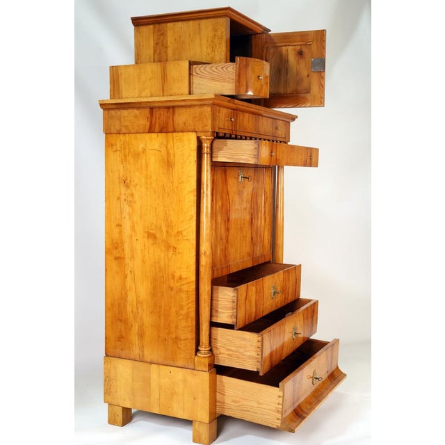 Biedermeier Secretaire in Apple Wood, 1820 For Sale - Image 11 of 12