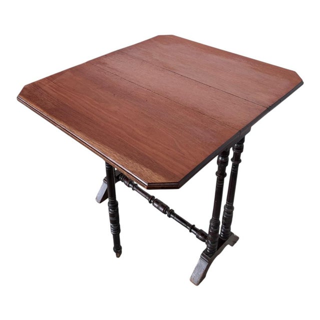 Small Victorian Teak and Mahogany Gateleg Side Table, 1890s For Sale - Image 6 of 10
