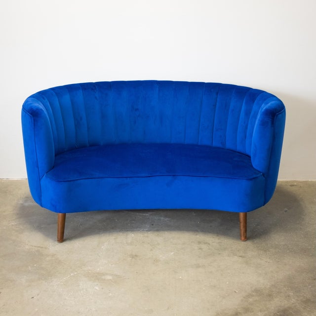 Danish Curved Loveseat & Matching Chair For Sale - Image 11 of 12
