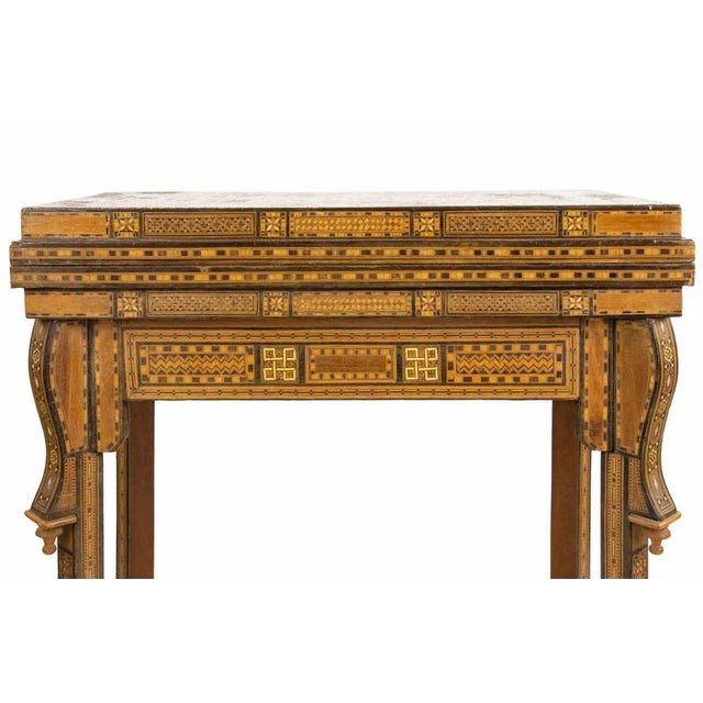Gold Vintage Wood Game Table with Inlaid Design, Italy, Early 20th Century For Sale - Image 8 of 9