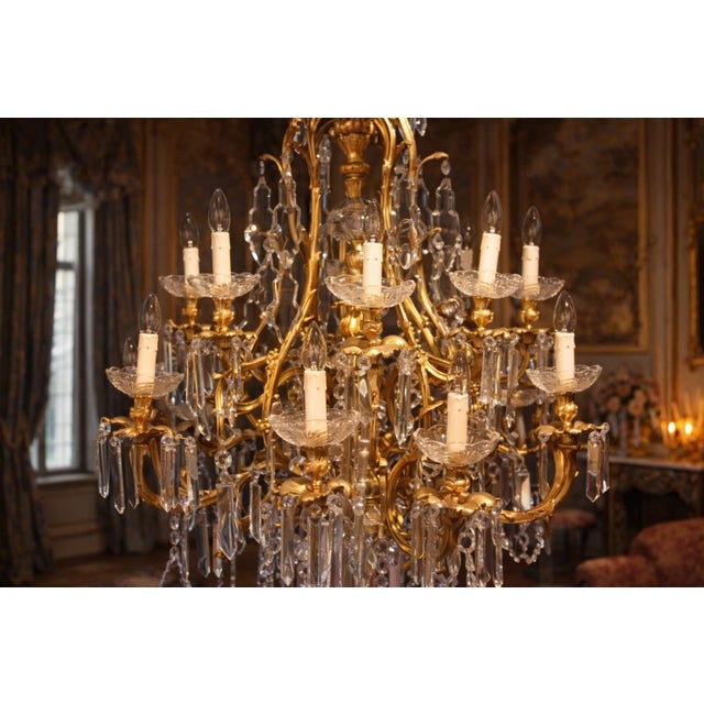Mid 20th Century French Louis XVI Gold Bronze Chandelier For Sale - Image 11 of 17