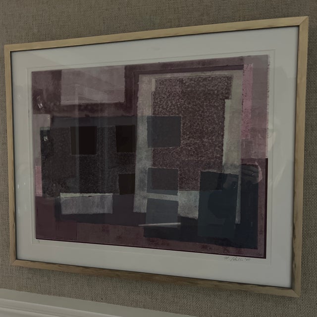 Original Signed and Framed Geometric Abstract Monotype Artwork For Sale In New York - Image 6 of 8