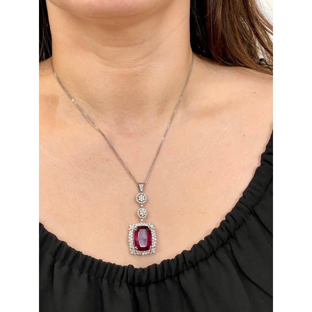 17 Carat Rubelite and 4 Carat Diamond Pendant / Necklace 14 Karat Gold, Estate For Sale - Image 14 of 18