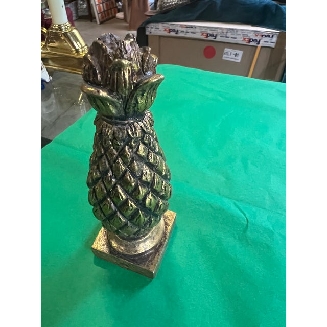 Boho Chic 1970s Small Light Weight Gilded Pineapple For Sale - Image 3 of 7