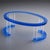 A modern oval coffee table crafted from transparent blue acrylic with clear supporting legs and curved base details. The...