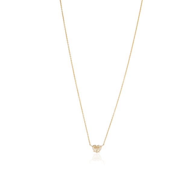 Prong-Set 1Carat Natural Yellow Diamond Heart Necklace in 18k Yellow Gold For Sale - Image 9 of 17