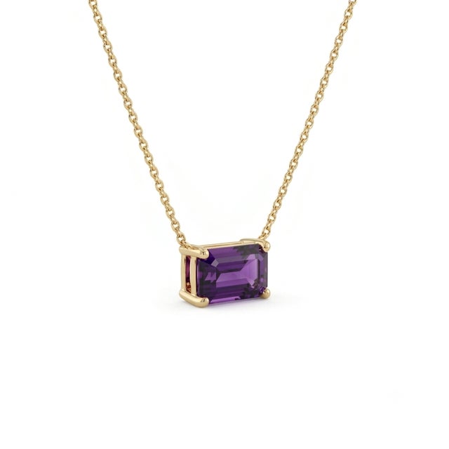 Amethyst Bar Necklace | Purple Gemstone Necklace | February Birthstone Necklace For Sale - Image 4 of 4