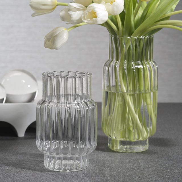 2020s Mimo Clear Optic Glass Vases, Set of 2 For Sale - Image 5 of 6