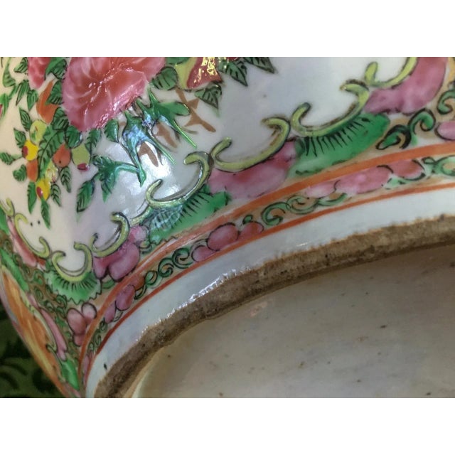 Bright Pink 19thc Chinese Export Rose Medallion Punch Bowl Large Size For Sale - Image 8 of 11