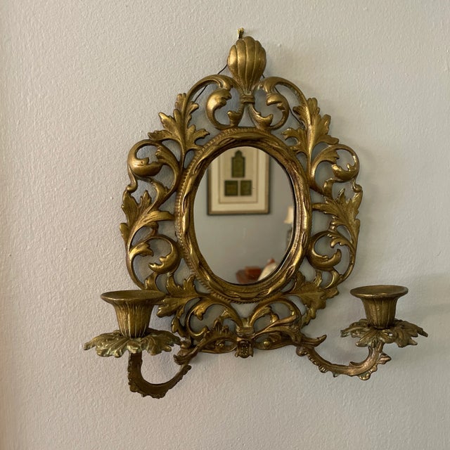 Early 20th Century Louis XV Gilt Bronze 2 Light Mirror Sconce For Sale - Image 4 of 4