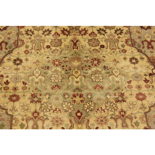Shabby Chic 1990's Tabriz Pak-Persian Beige/Green Wool Rug - 4'2'' X 6'4'' For Sale - Image 4 of 9