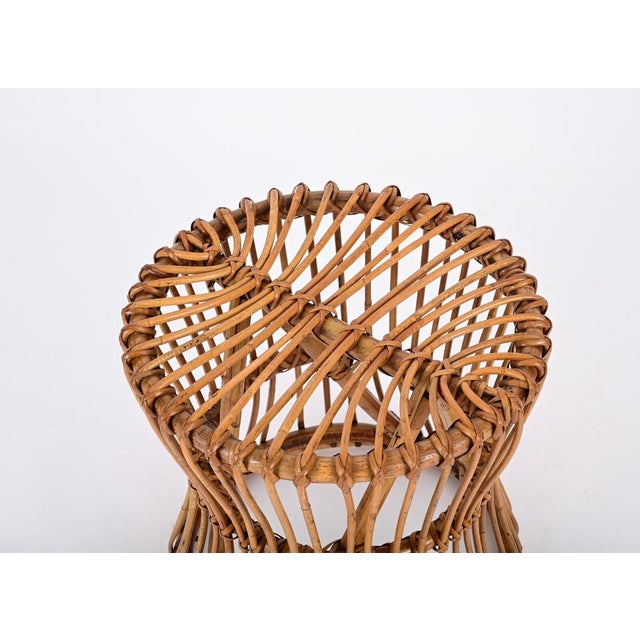1960s Mid-Century French Riviera Stool in Rattan and Woven Wicker, 1960s For Sale - Image 5 of 12