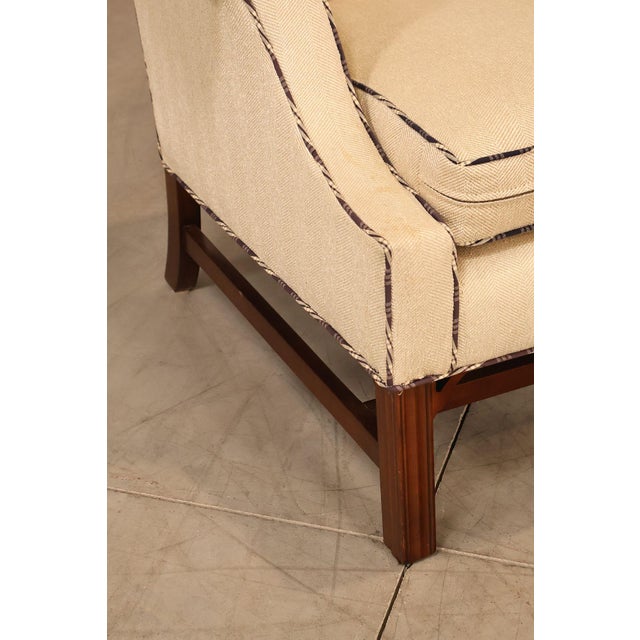 Late 20th Century Ethan Allen Vintage Chippendale Style Upholstered Loveseat For Sale - Image 5 of 18