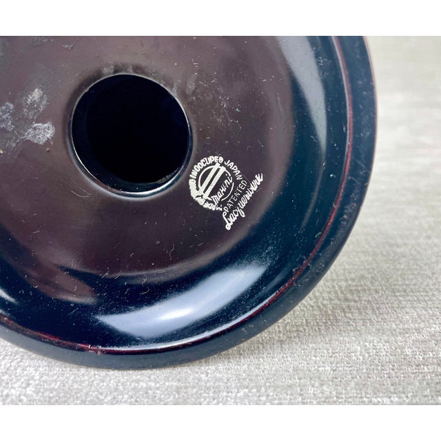 Vintage Lacquerware Candle Holders Candlesticks Floral Motif Signed