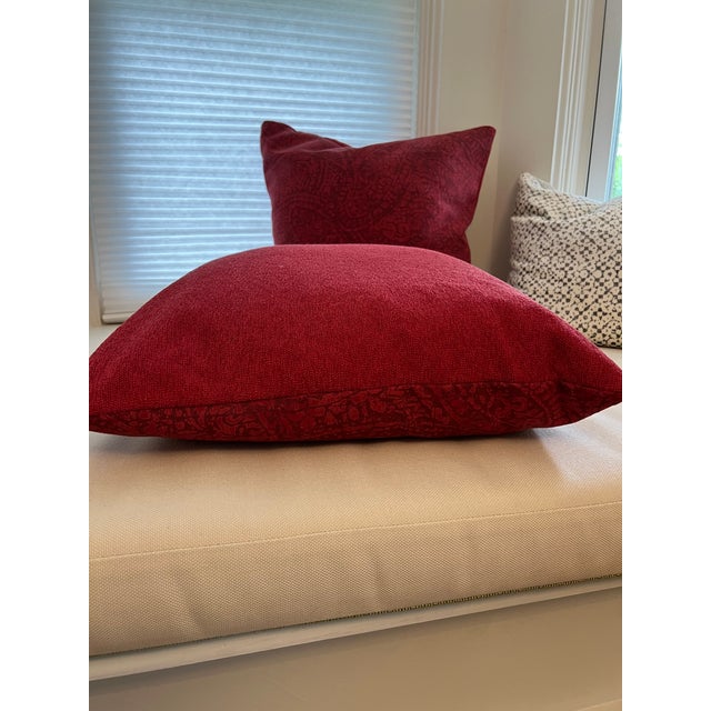 This 20" x 20" red paisley pillow made from Perennials performance fabric is an elegant and stylish home decor accessory...