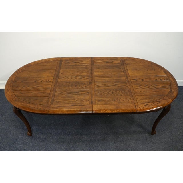 Late 20th Century High End Vintage Solid Oak Early American Traditional 88" Oval Dining Table For Sale - Image 5 of 11
