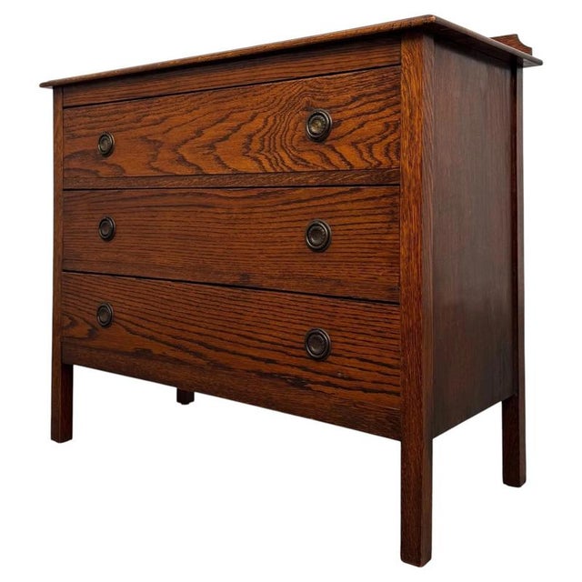 Antique Early 20th Century English Edwardian Oak Chest of Drawers For Sale - Image 5 of 12