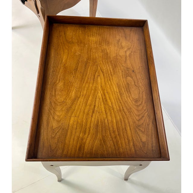 Pair of Vintage Baker Furniture French Country Side Tables With Candle Slides For Sale - Image 13 of 17